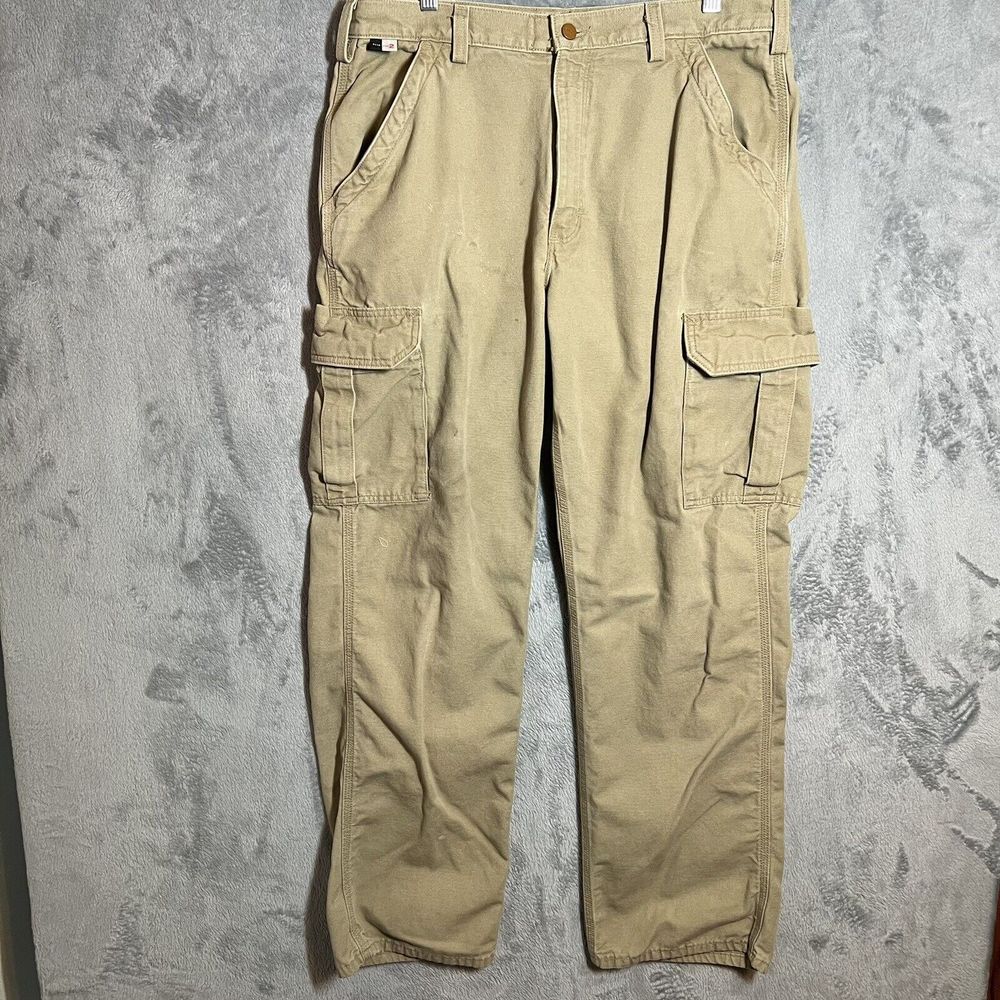 Carhartt Pants Mens 36x34 Khaki Cargo Canvas FR Flame Resistant FRB240-GKH